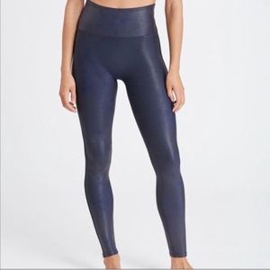 Spanx Navy Faux Leather Leggings